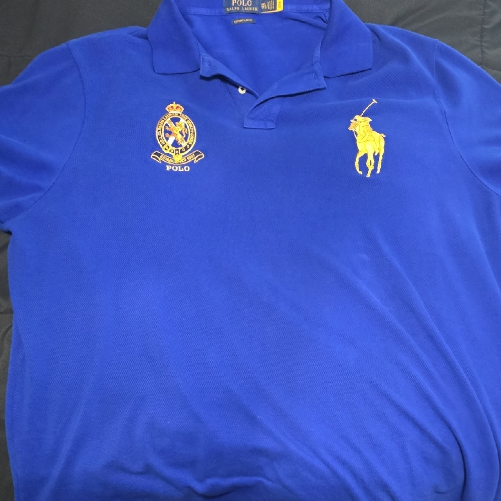 Polo by Ralph Lauren Men's Royal Blue Polo with Gold Accents